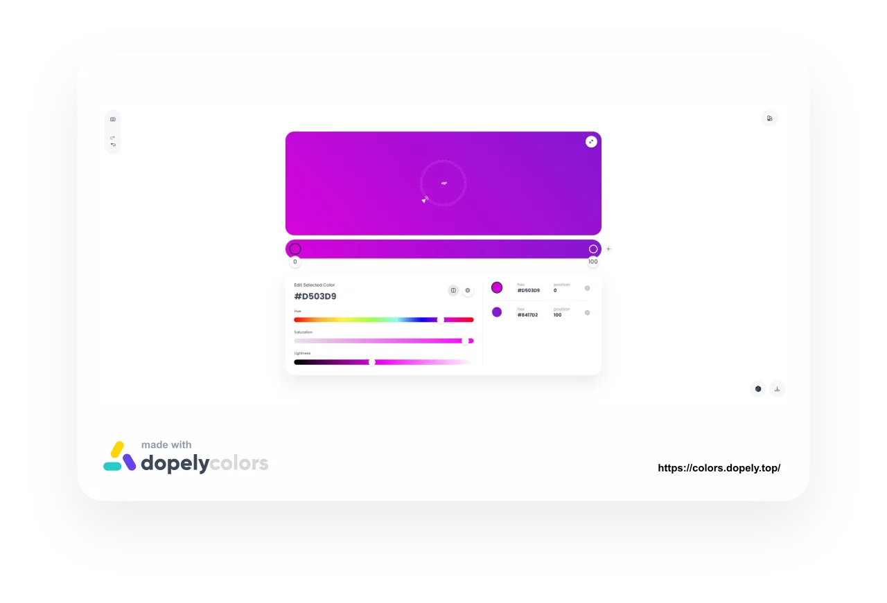 features of Dopely colors gradient generator free web tool